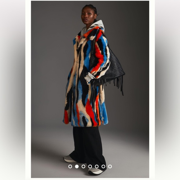 Anthropologie NWT Jakke Multicolor Faux Fur Coat Size S. - Picture 3 of 13